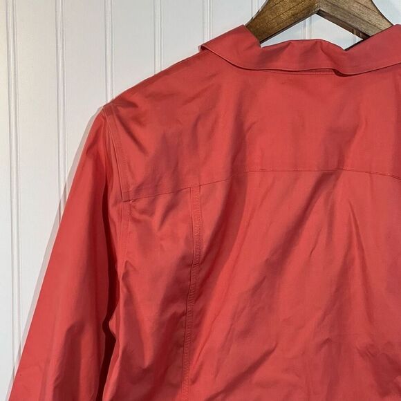 Chico’s No Iron Jacket Women’s 3 X-Large Coral Button Front Long Sleeve VNeck - Picture 9 of 12